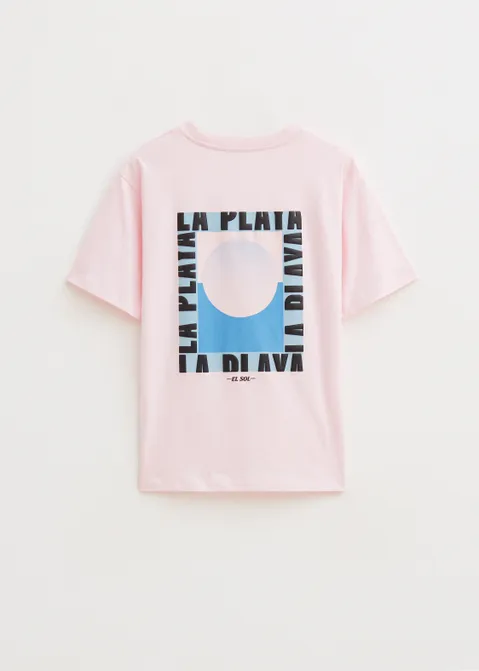 T-shirt met print playa roze (ROS.L)