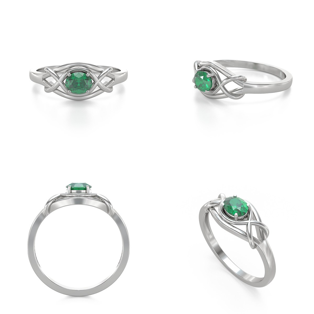 Bague ADEN Or 585 Blanc Emeraude 1.870grs
