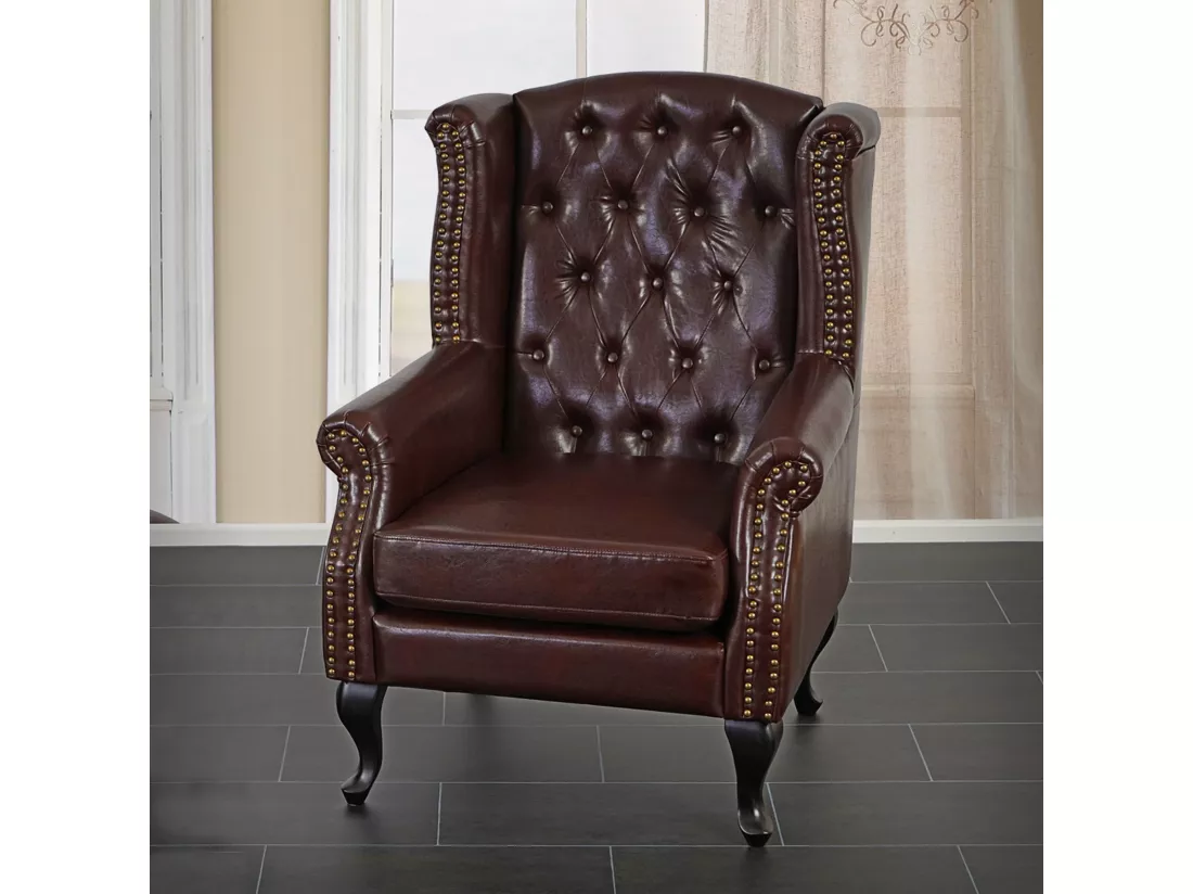Fauteuil de relaxation Oxford, brun antique sans pouf