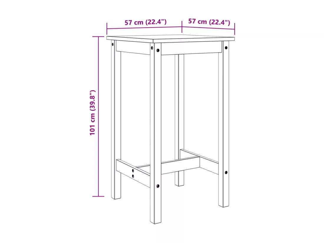 Ensemble de bar 5 pcs Blanc Bois de pin massif