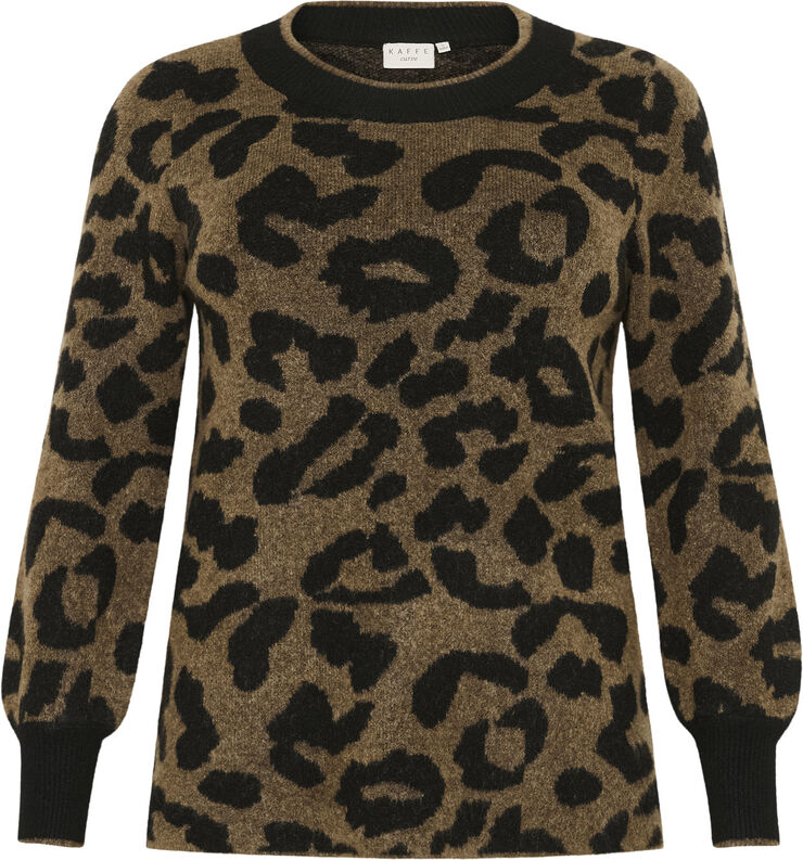 Kaffe Curve KCvilma Knit Pullover Brown/black animal pattern