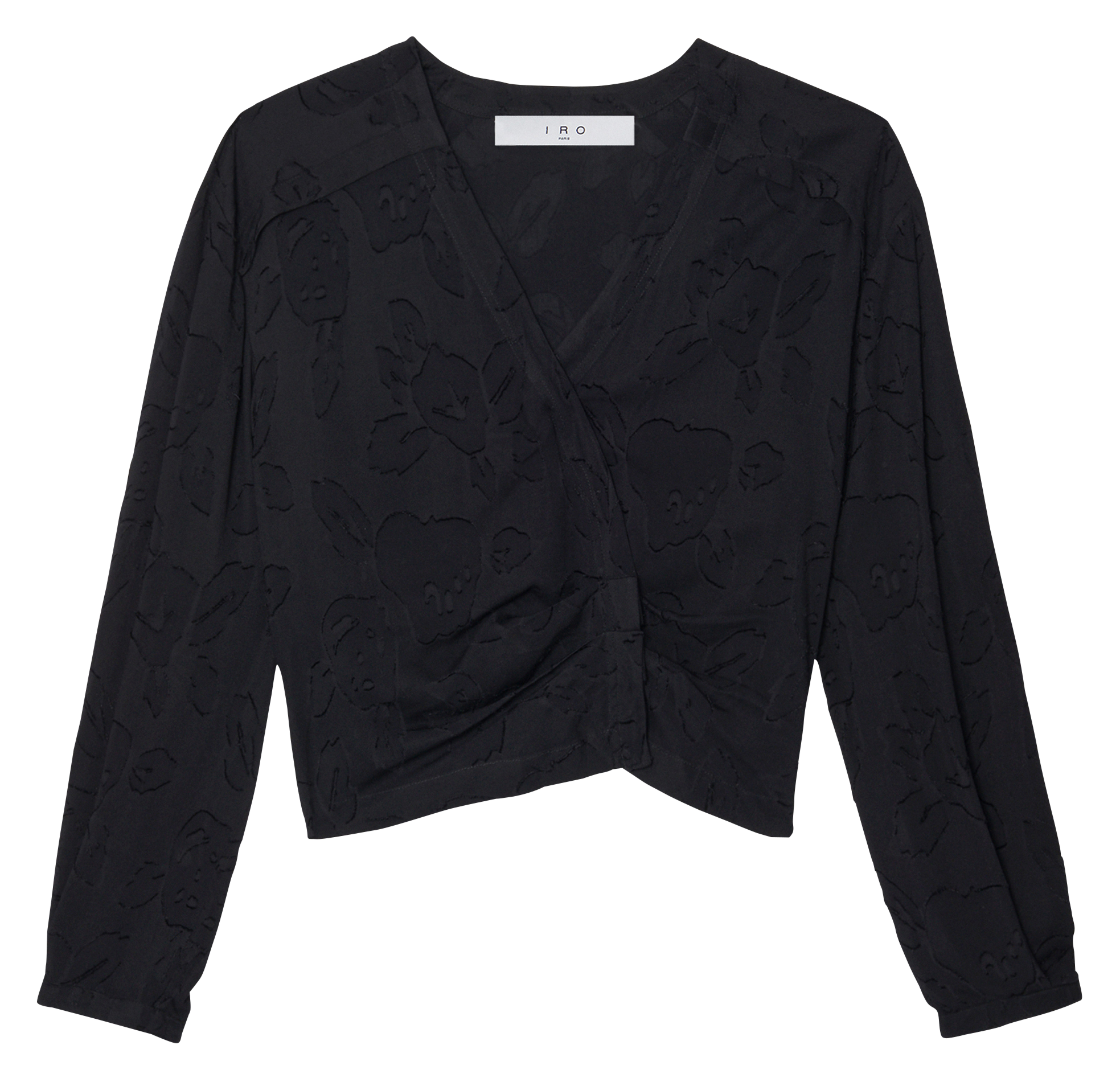 GIPA - Top col V en jacquard | Noir
