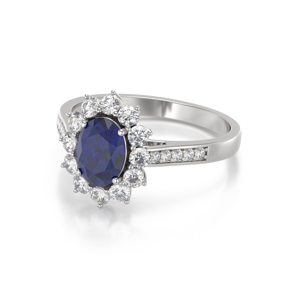 Bague ADEN Saphir et diamants sur Argent 925 2.92grs