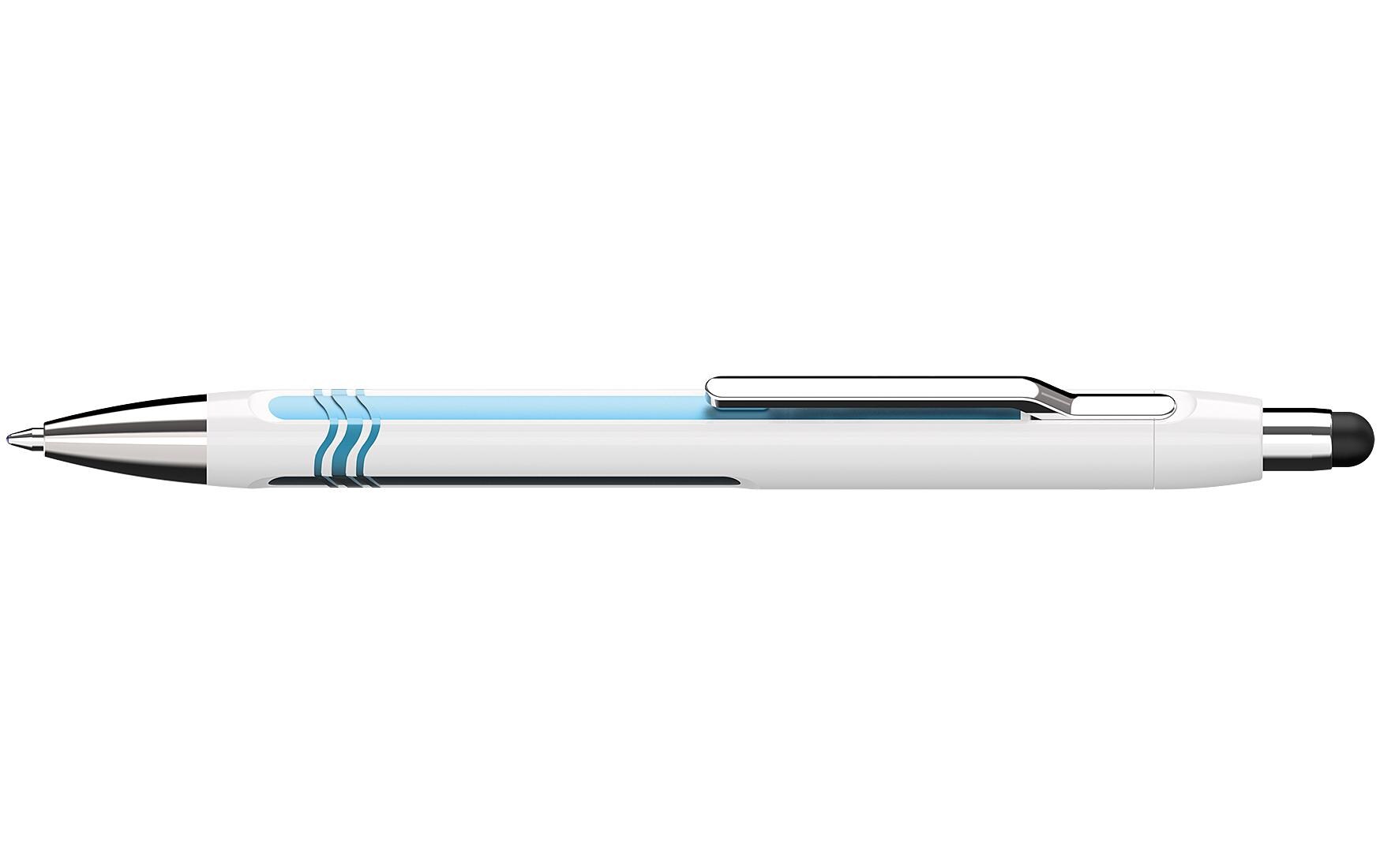 Eingabestift Epsilon Weiss/BlauTouchpen mit Kugelschreiber