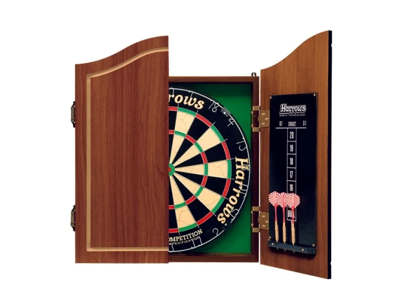 Harrows Darts Pro''s Choice, Dartskive, Flerfarvet, Træ, 6 stk, Rosewood Finish Cabinet (with scoreboards inside the doors) Official Competition Bristle Dartboard...