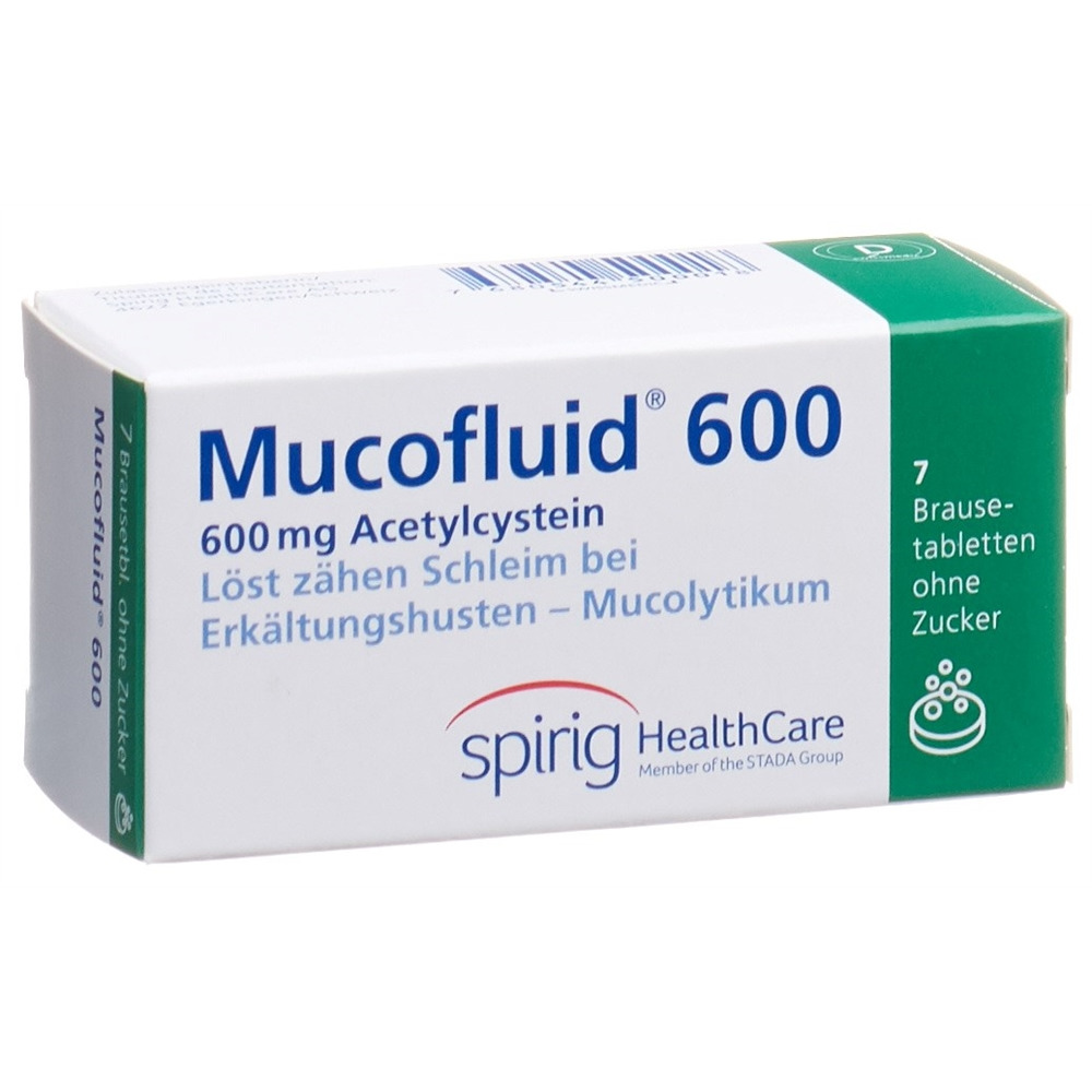 MUCOFLUID Brausetabl 600 mg Ds 7 Stk<br>7 Stück, Dose, Brausetablette