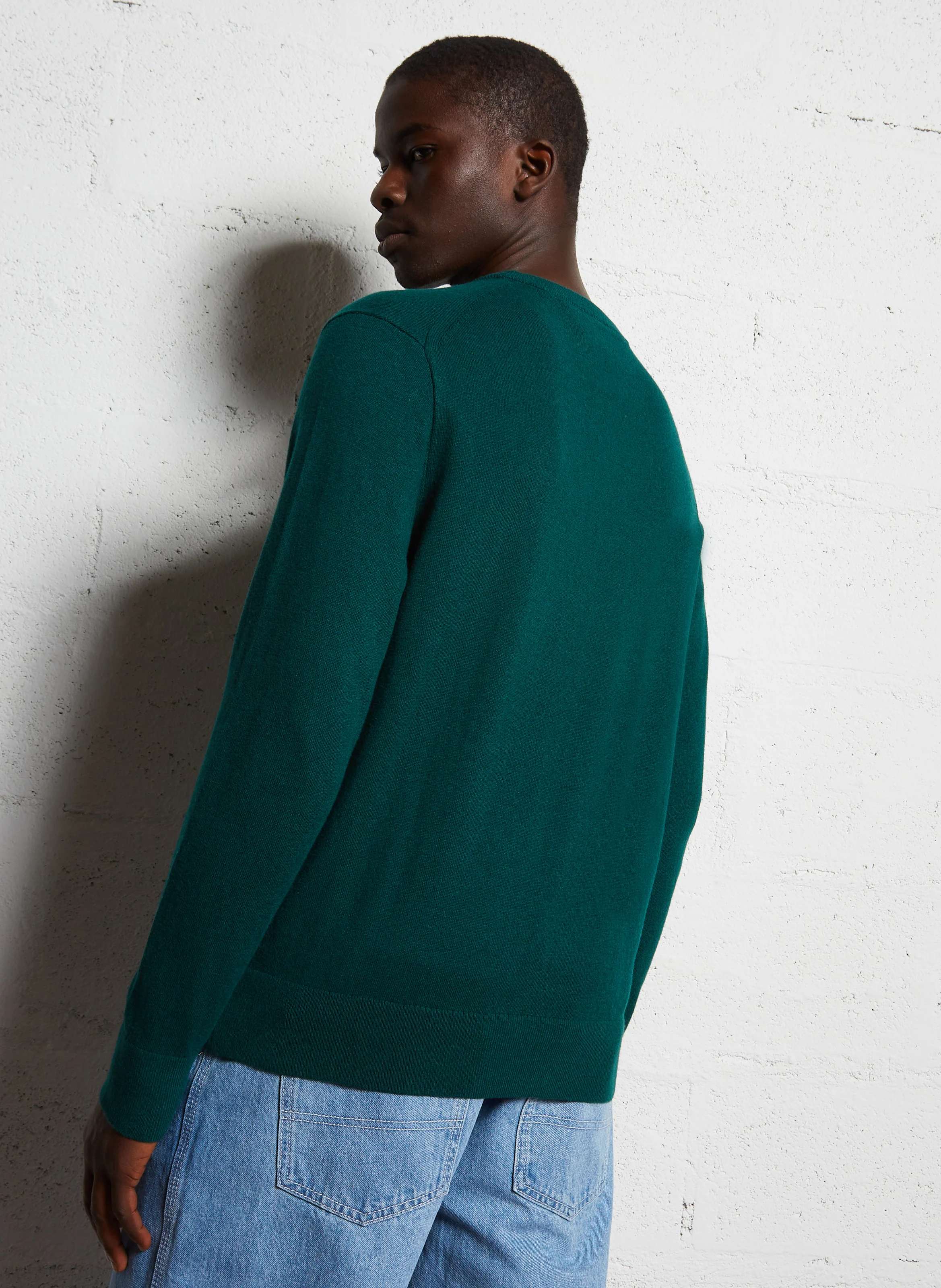 Pull col rond en coton mélangé | Vert