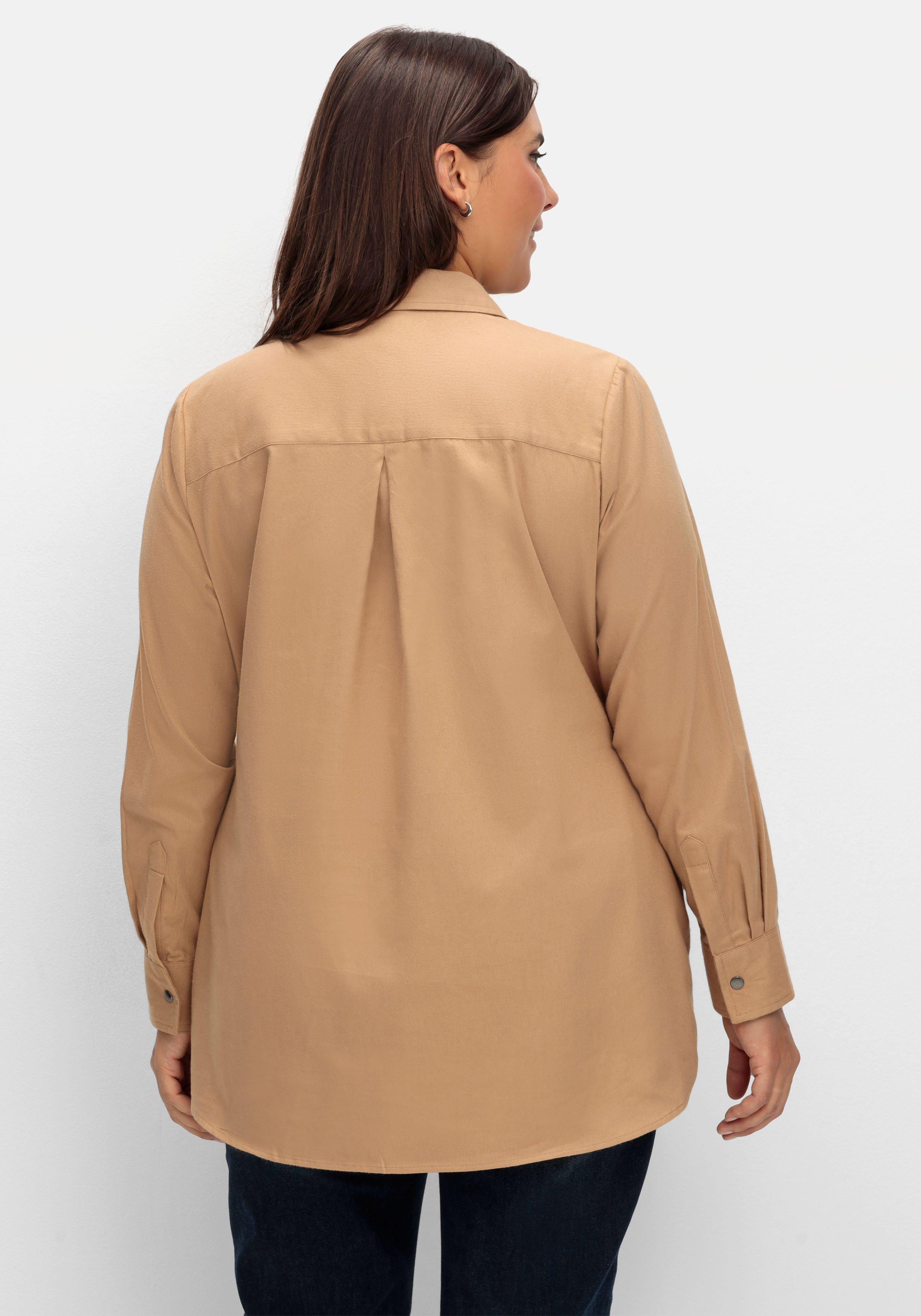 Longtunika mit Hemdkragen und Druckknopfleiste