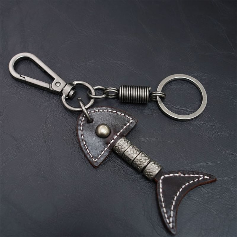 BABLIBU - Sleutelhanger met vis van echt leer