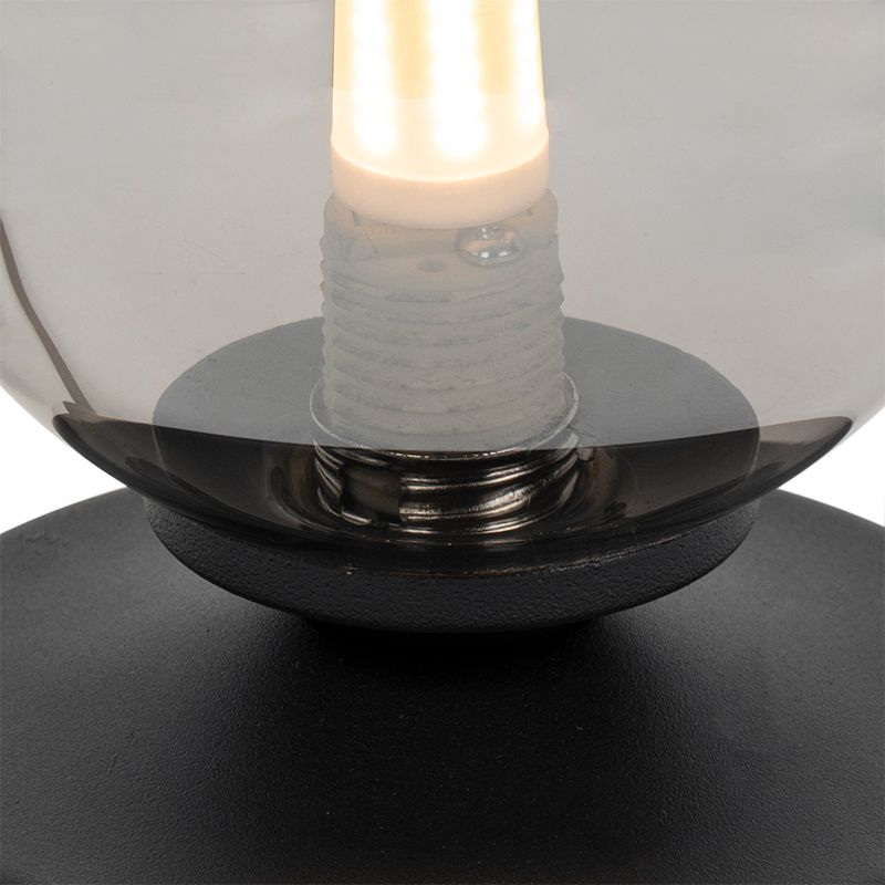 Moderne tafellamp zwart met smoke glas - Athens