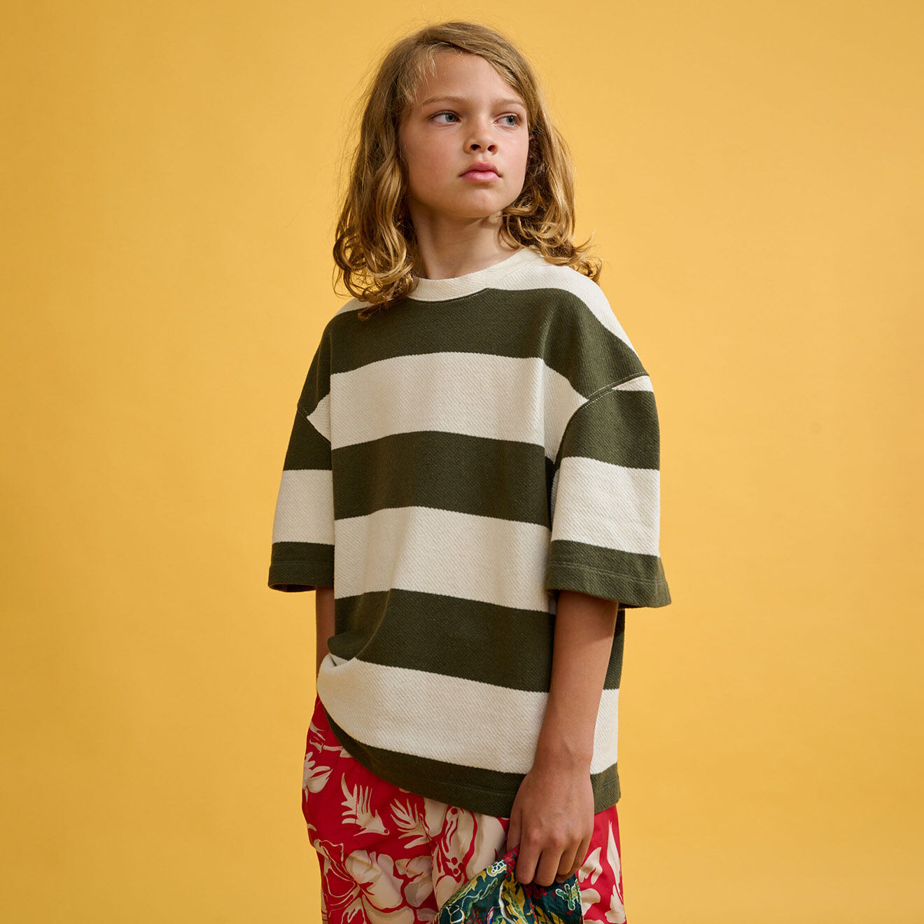 Bellerose T-Shirt Sine rayé blanc/vert
