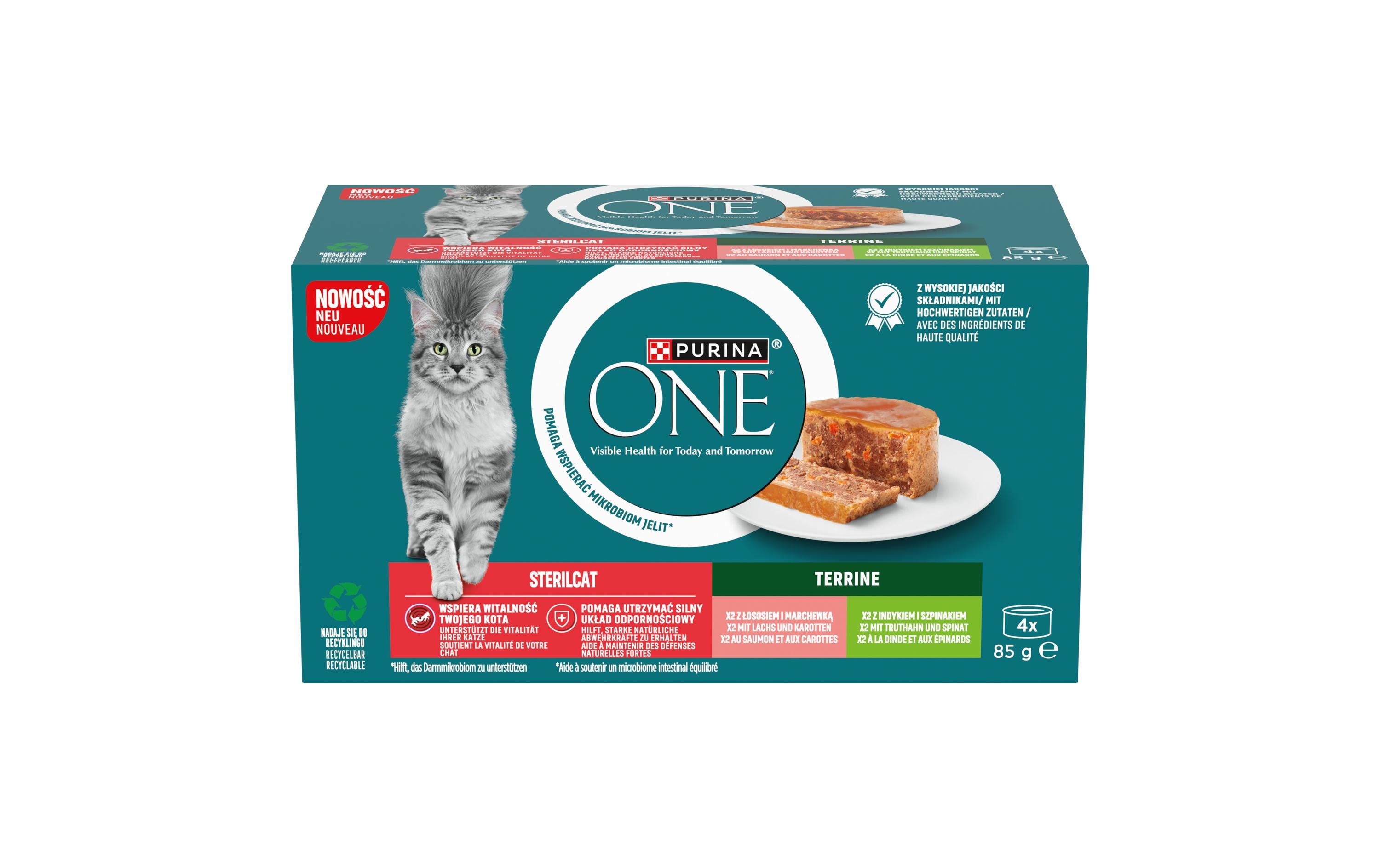Nassfutter Sterilcat Terrine mit Lachs und Truthahn 4 x 85 gAlleinfuttermittel für ausgewachsene kastrierte Katzen