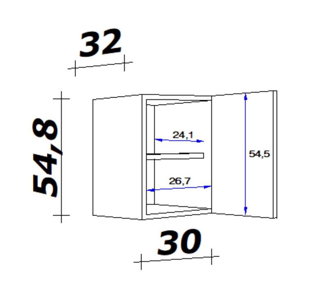 Küchen Hängeschrank AVILA 30 Eiche /weiß matt