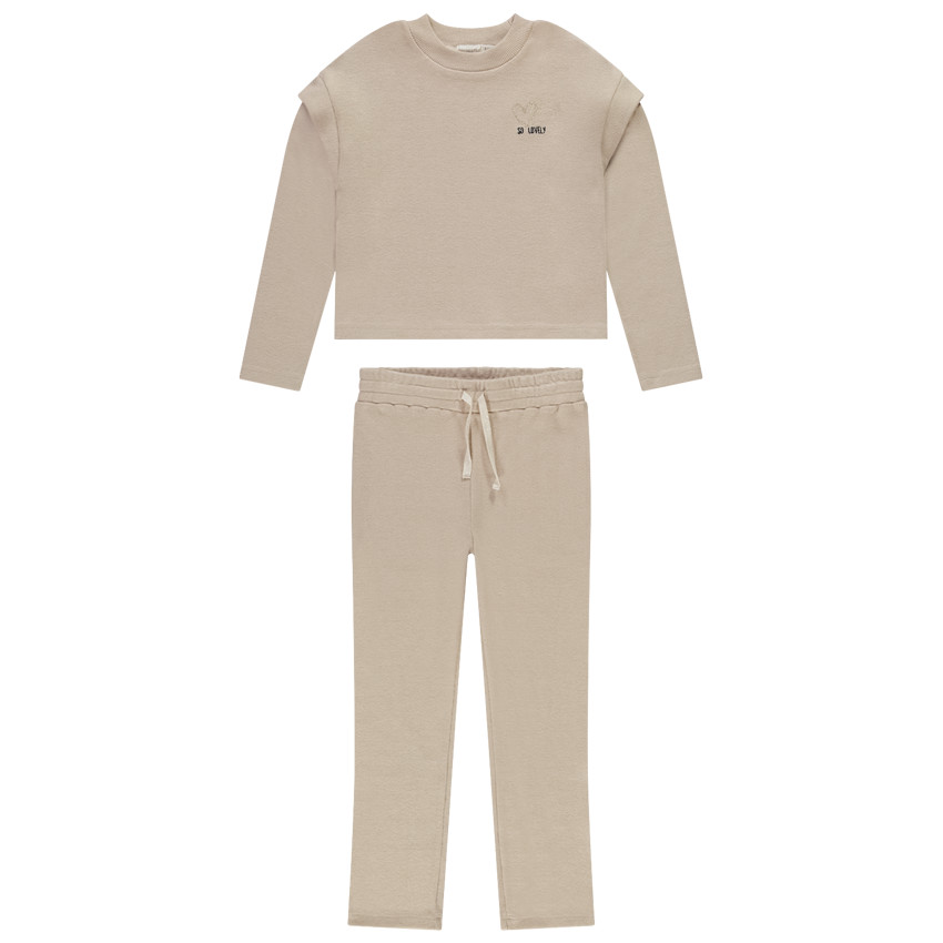 Ensemble jogging 2 pièces effet côtelé pour fille