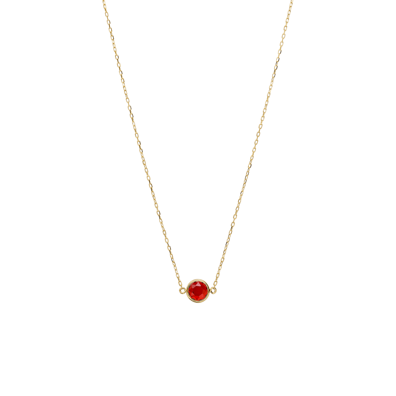 14 karaat geelgouden ketting met geboortesteen hanger Januari