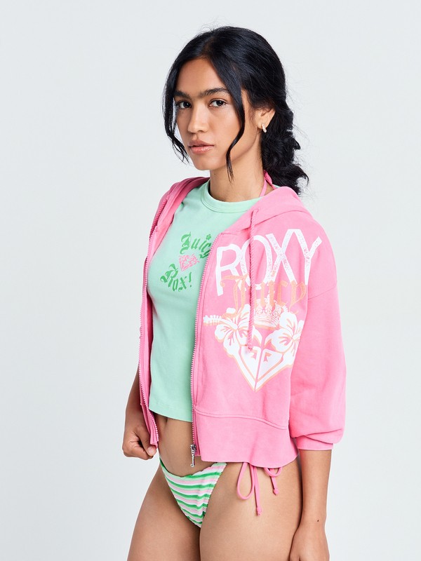 Roxy X Juicy Couture Sweat à capuche zippé Rose Femme