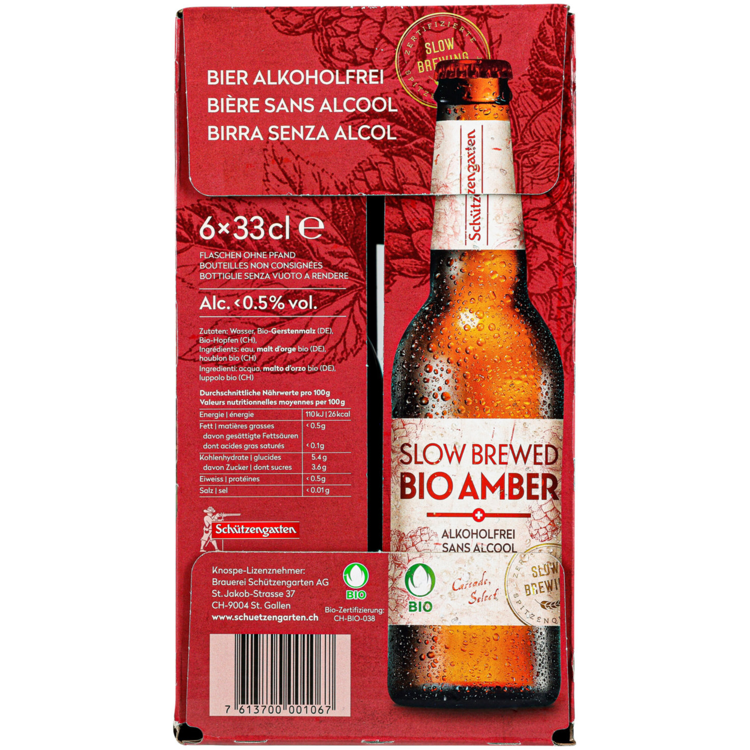 Schützengarten Bio Amber alkoholfrei 6x33cl -198cl