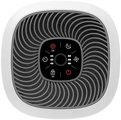 Amazon Basics   Purificateur d'air, Couvre jusqu'à 12 m², Filtres à air True HEPA et au charbon, CADR 100 m²/h, Élimine 99,97 % des allergènes (pollen, poussière, fumée), Prise européenne, Blanc : Cuisine et Maison
