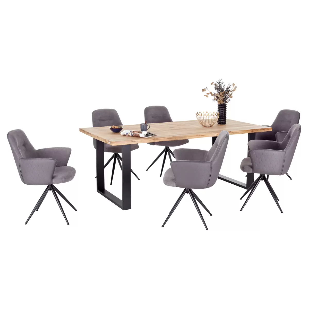 Esstisch James Wood 200 schwarz,Eiche