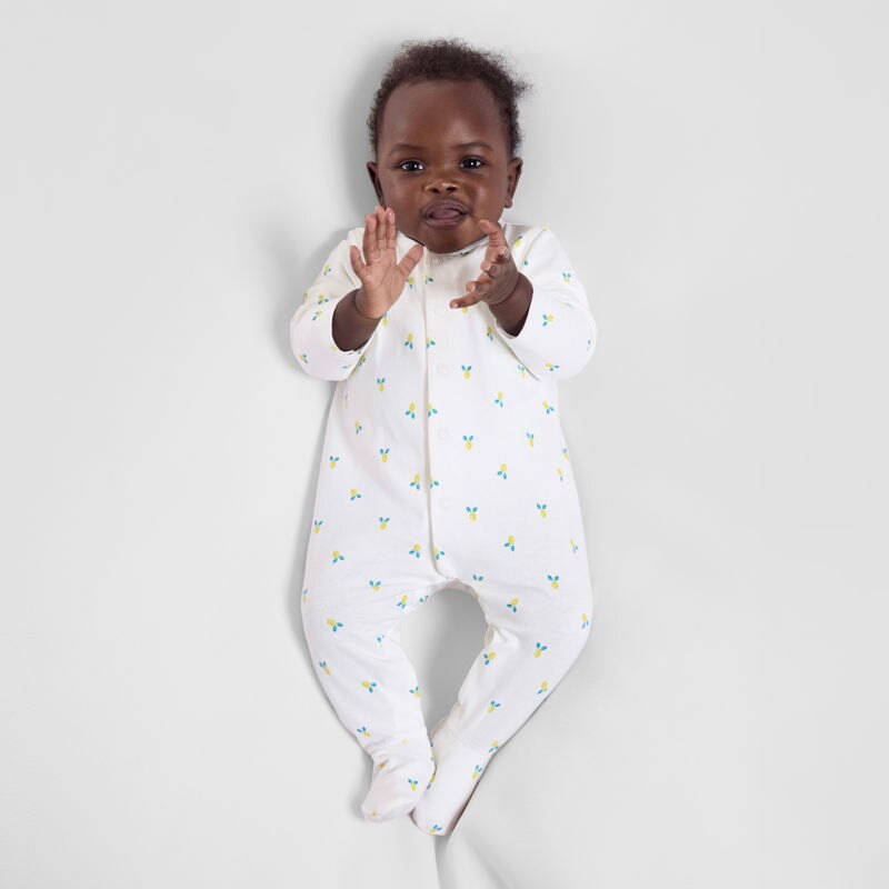 Dors-bien coton imprimé bébé fille (lot de 2) Blanc