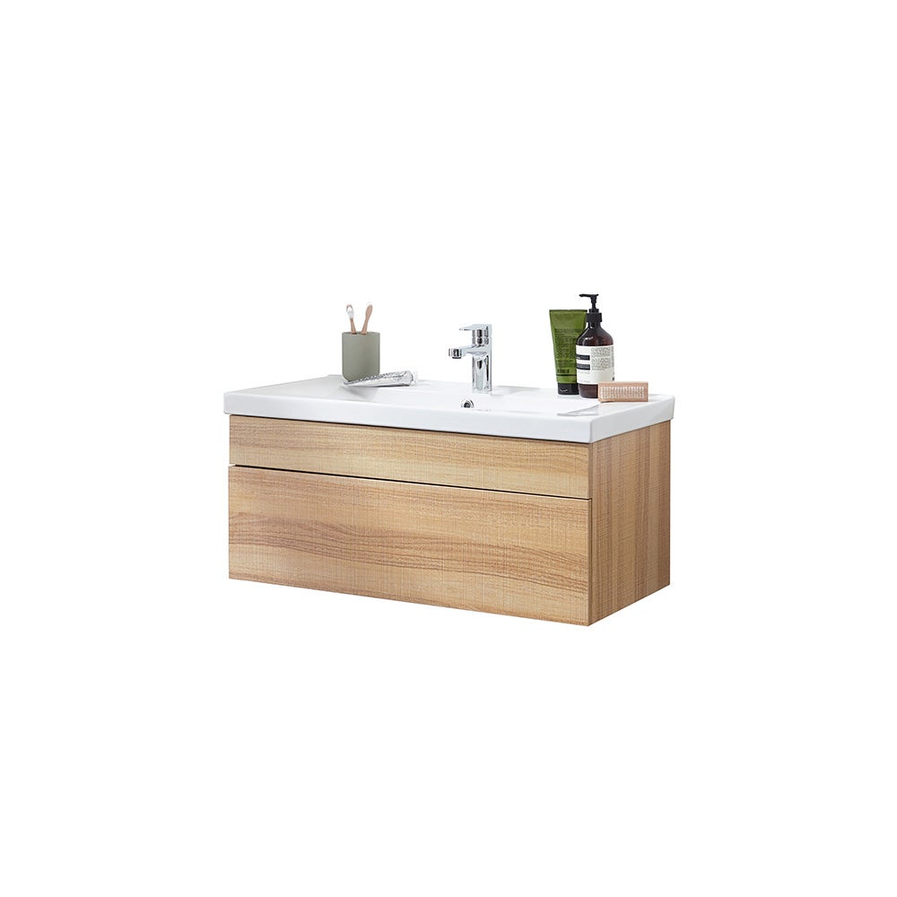 Home Deluxe - Badkamermeubelset - WANGEROOGE BIG Wood - klein - incl. wastafel en complete accessoires - Wastafelmaat: ca. 80 cm | Badkamermeubel Wastafelmeubel Badkamermeubelset