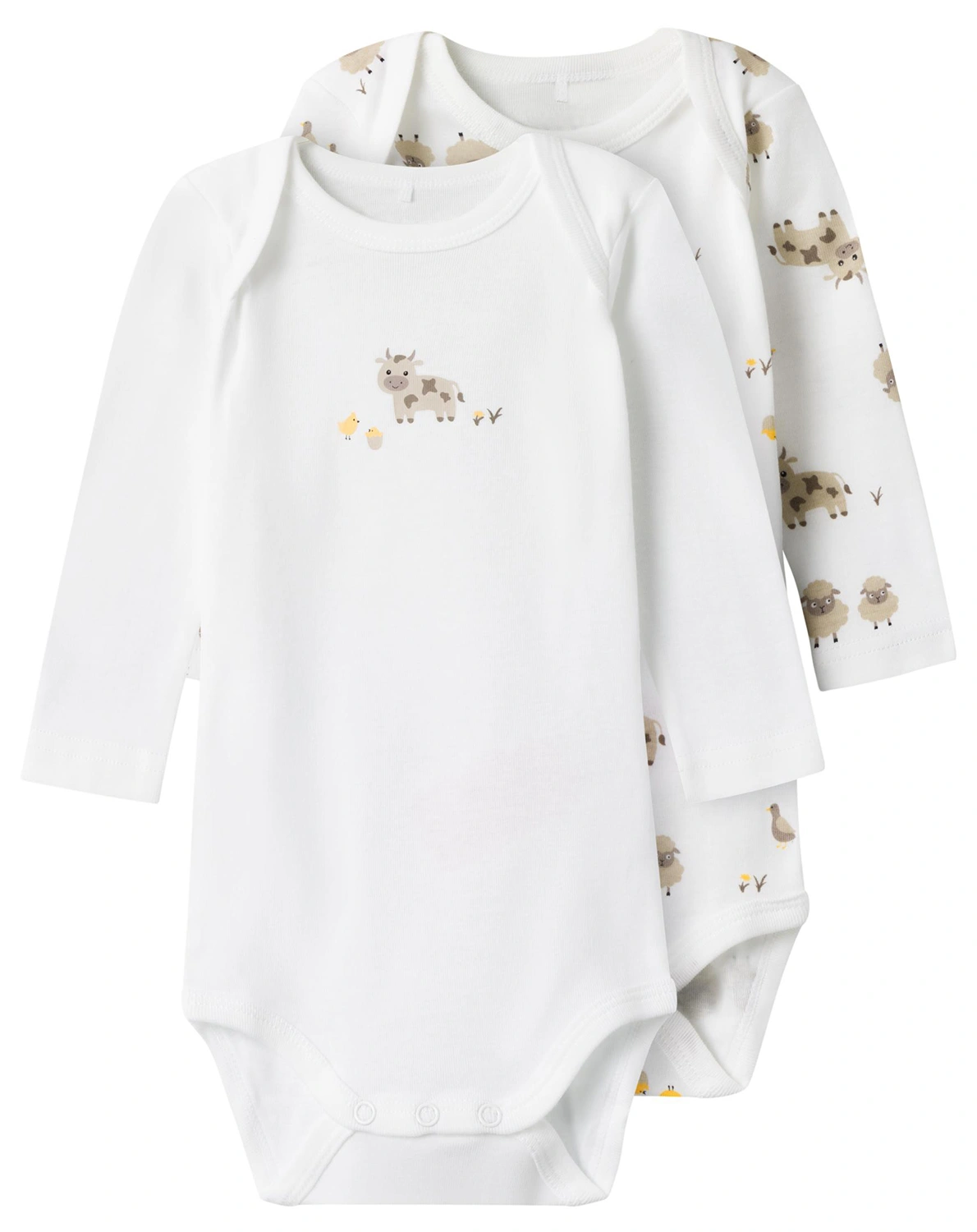 Langarmbody NBNBODY FARM ANIMALS 2er-Pack in bright white