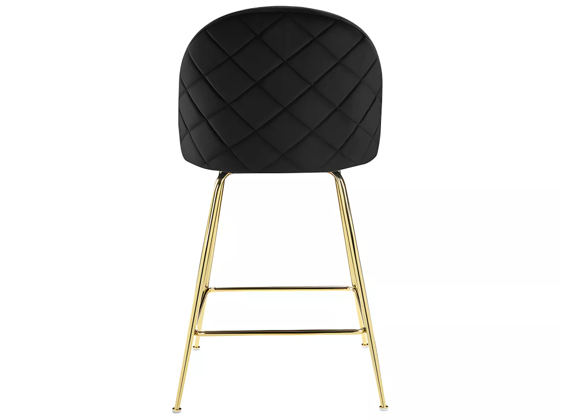 Lot de 2 tabourets de bar en velours et acier inoxydable doré - Noir - MELBOURNE