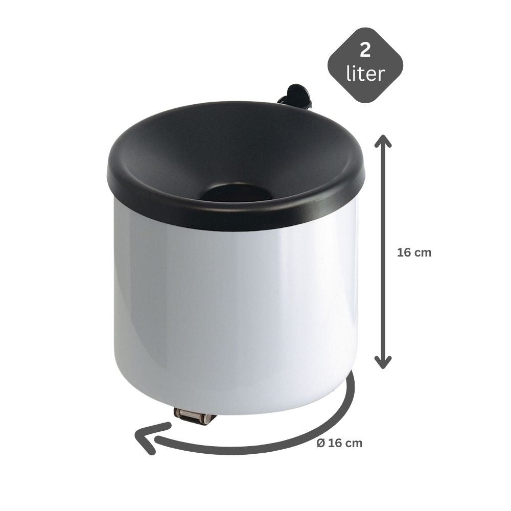 PROREGAL Ronde brandblussende wandasbak 2 liter HxØ 16 x 16 cm Metaal Rood met zwarte deksel