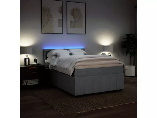 Sommier à lattes de lit avec matelas Gris clair 140x190cm Tissu