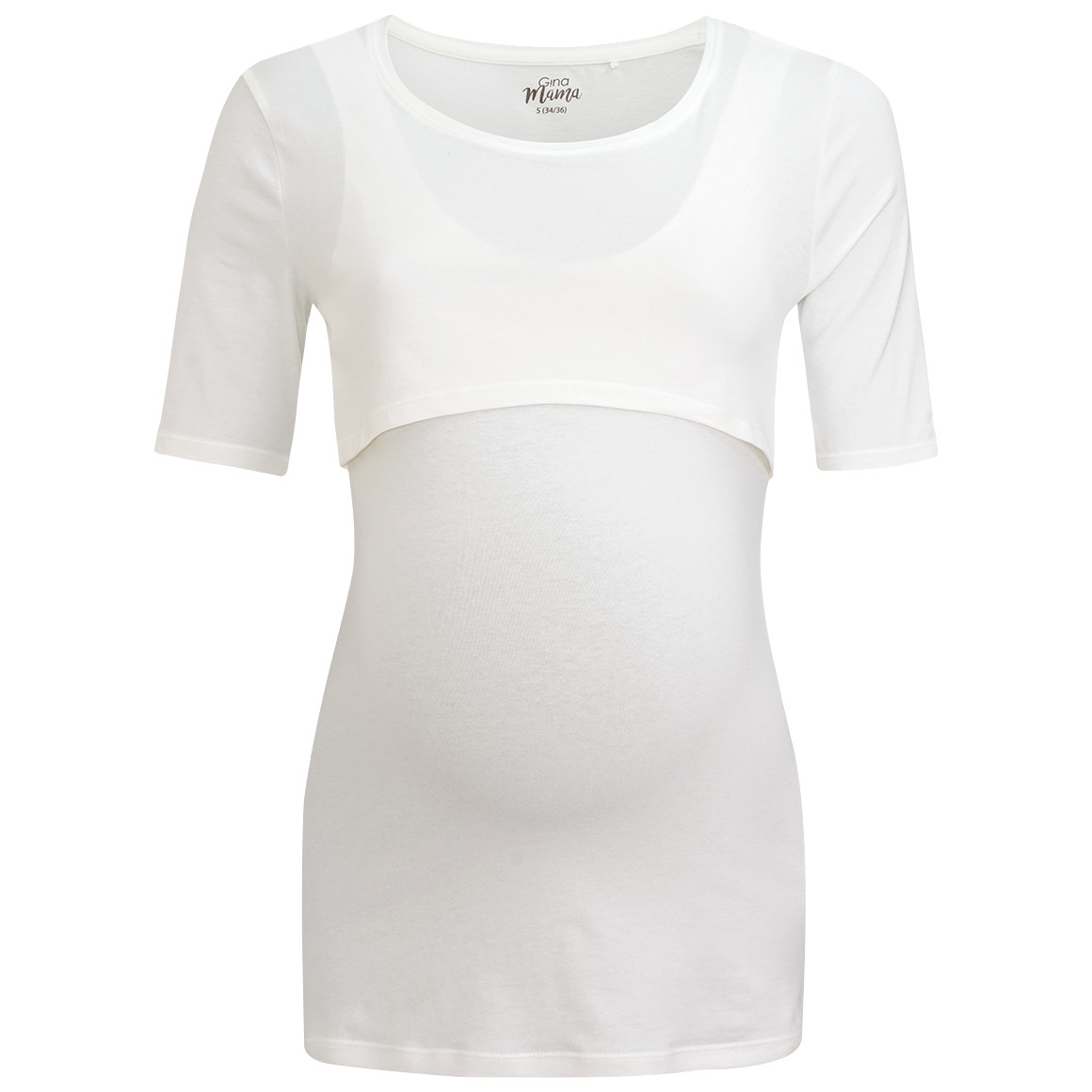 Gina Mama Damen Umstands-T-Shirt mit Stillfunktion weiss