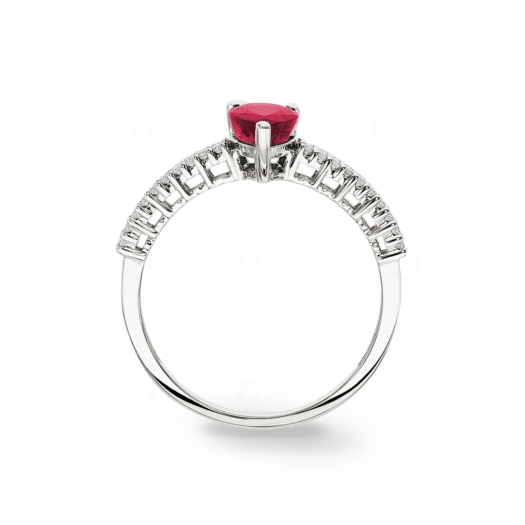 Rubinring 750/18 K Weissgold mit Diamanten 0.16 ct H/si
