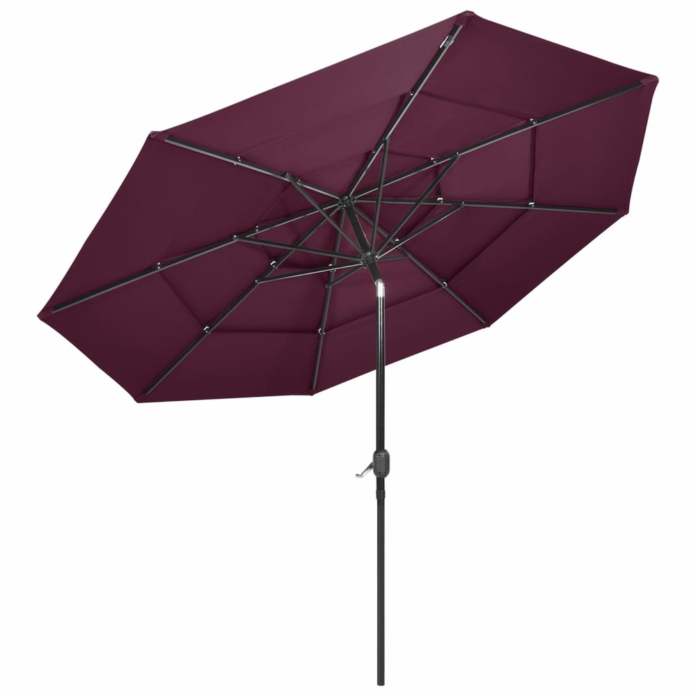 Parasol à 3 niveau x avec mât en aluminium 3 m bordeaux