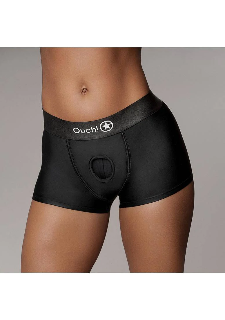 Ouch! Strap-on Boxer met vibrerende bullet  - maat M/L - zwart