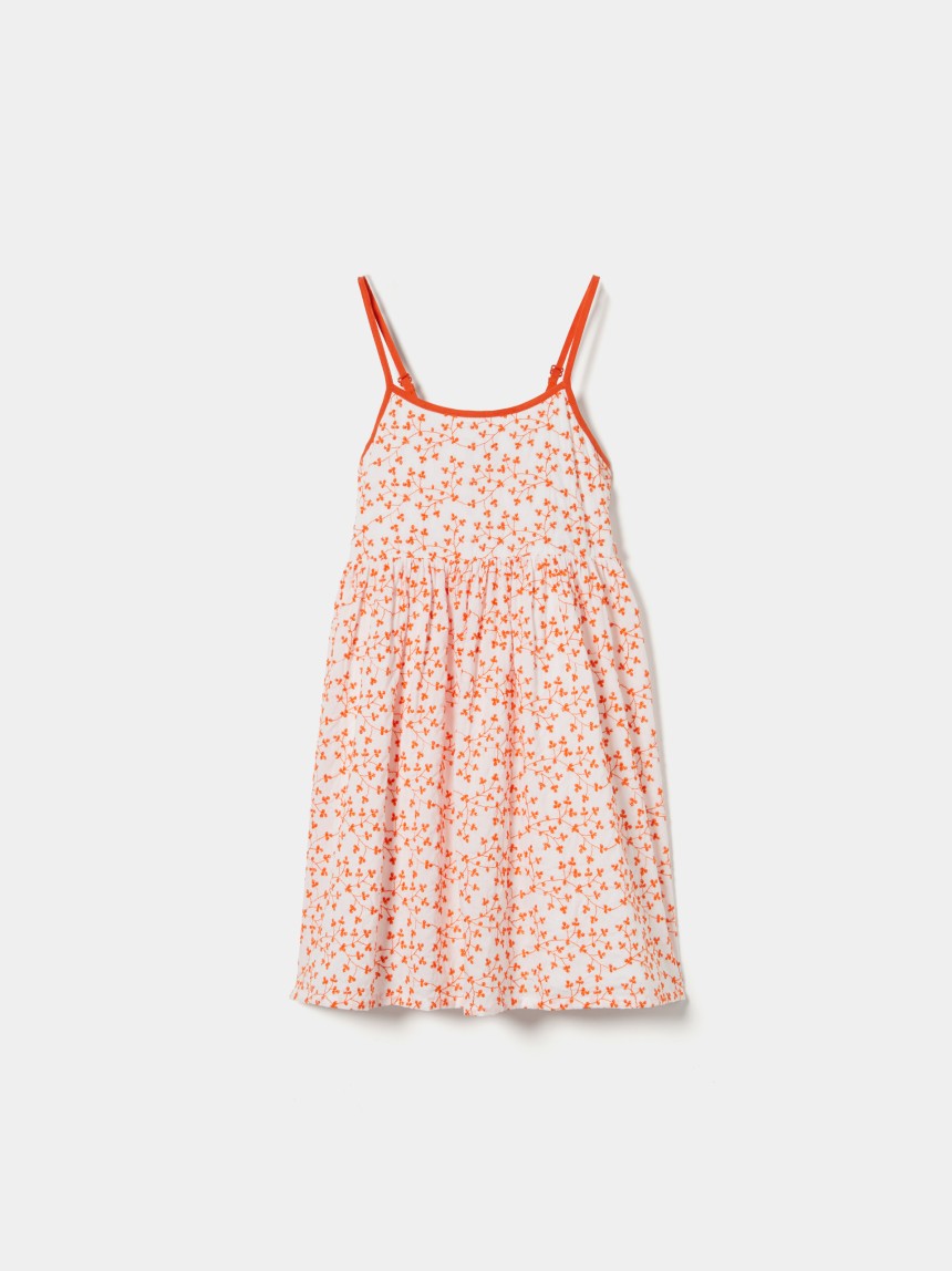Vestido de alças com bordado de flores