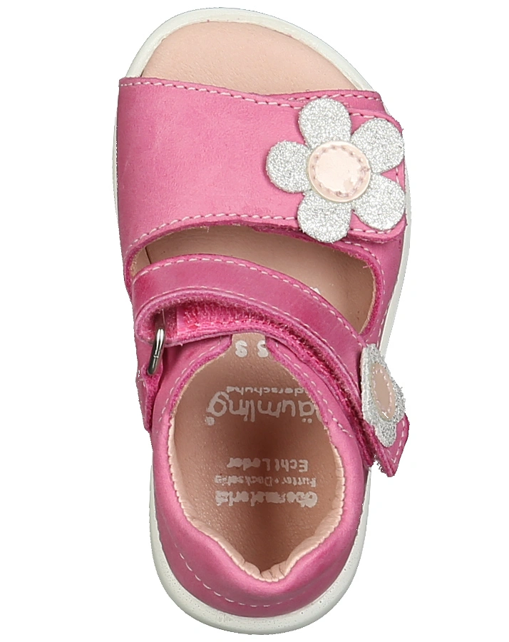 Leder-Sandalen BITA mit Glitzerblume in rosa