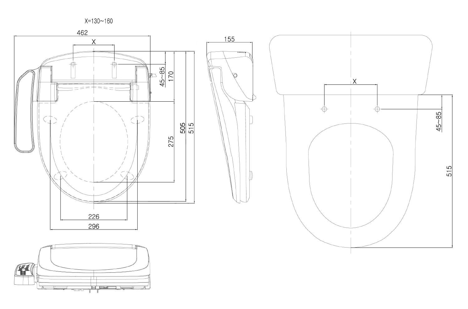 Aqualine Blooming Eko elektronische bidet toiletzitting wit