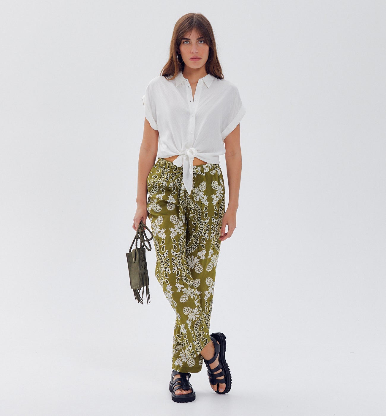 Pantalon motif bandana Femme - Imprimé kaki