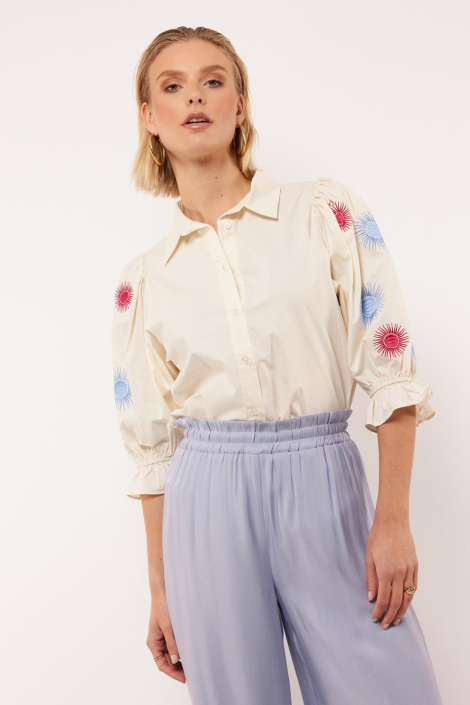 Fluresk beige dames blouse