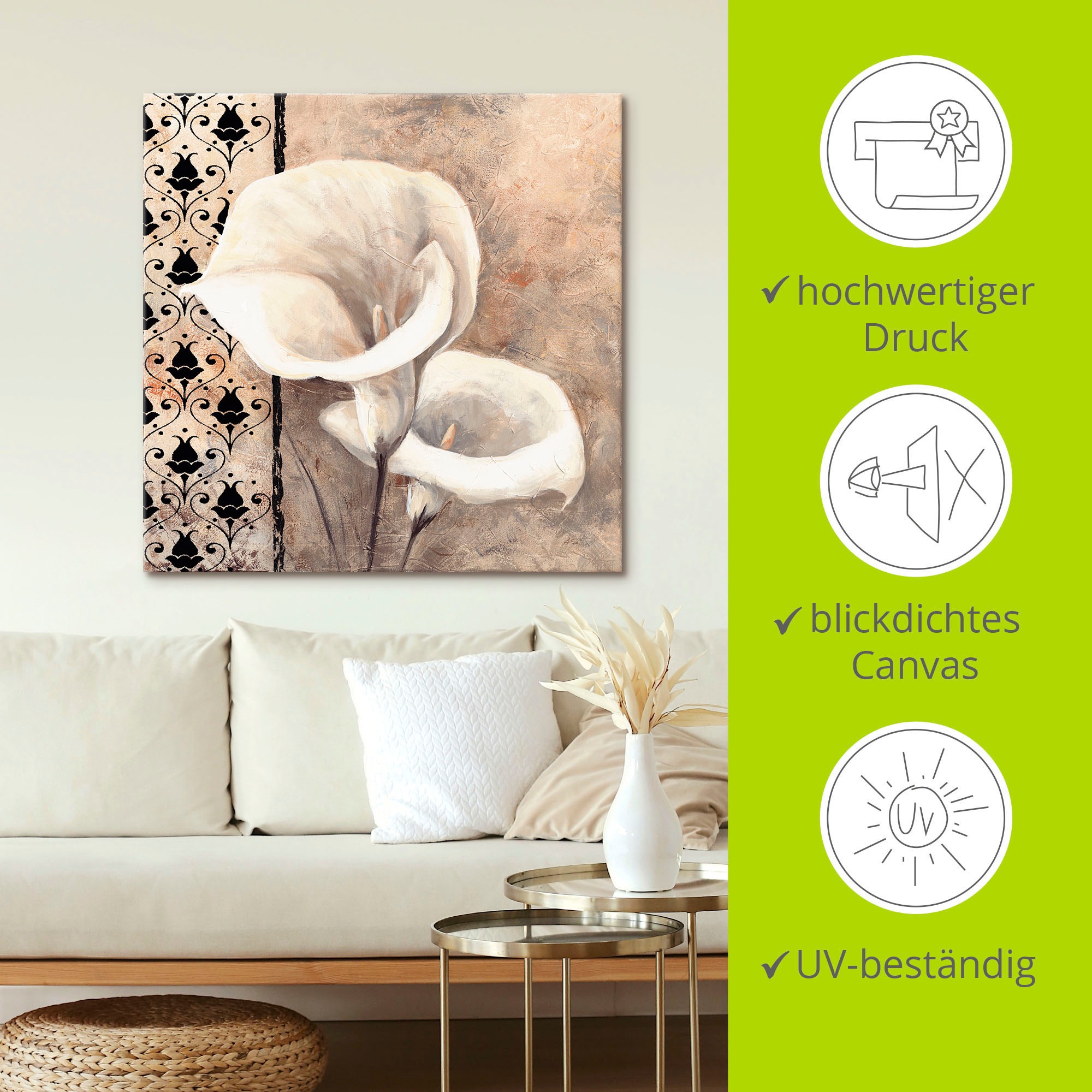 Artland Leinwandbild »Klassische Callas« Blumenbilder 1 Stk. tlg. als Alubild, Outdoorbild, Leinwandbild, Poster in verschied. Grössen