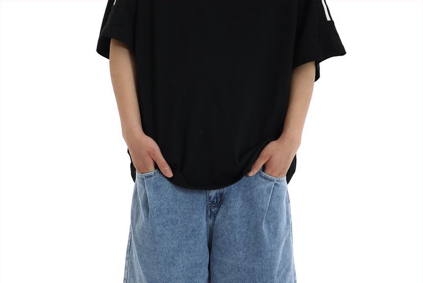 Meiksip - Lage taille rechte denim shorts