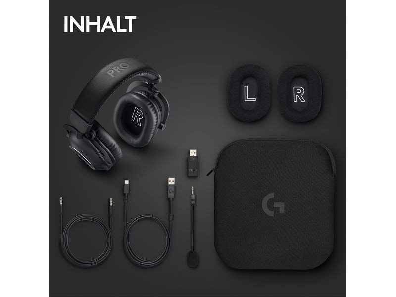 Logitech Headset G Pro X 2 Wireless Lightspeed Gaming Schwa Kabelloses Over-Ear-Headset mit Surround-Sound und weichem Ohrpolster