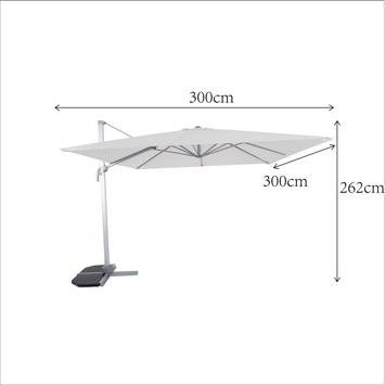 Zweefparasol Ibiza Wit Vierkant Ø300 cm
