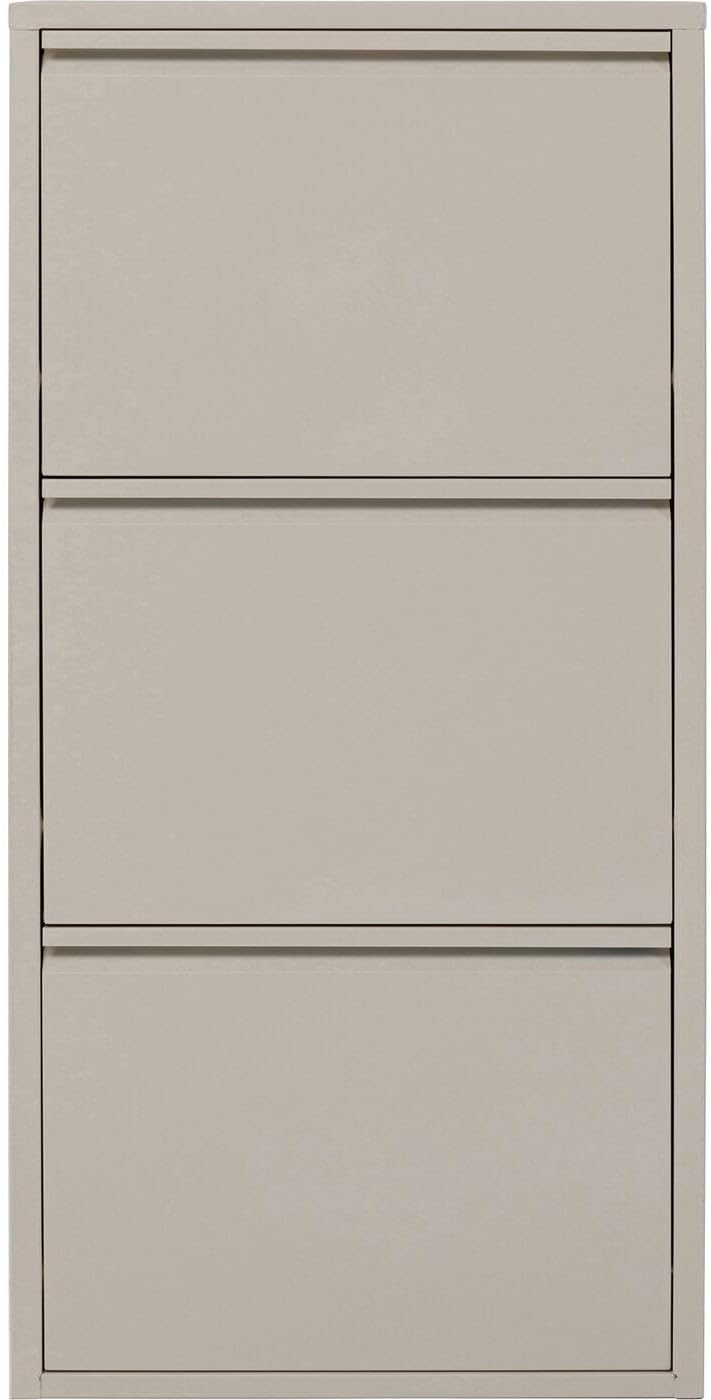 Kare Design Schuhschrank Caruso Creme, Metall, mit 3 Klappen, Schuhablage für 6 Paar Schuhe, schmal, platzsparend, hoch, Schuhregal, Eingangsbereich, 104x50x15 cm (H/B/T)