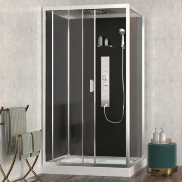 Allibert complete douchecabine Gipsy met schuifdeur zilver hoekmodel 80 x 120 cm