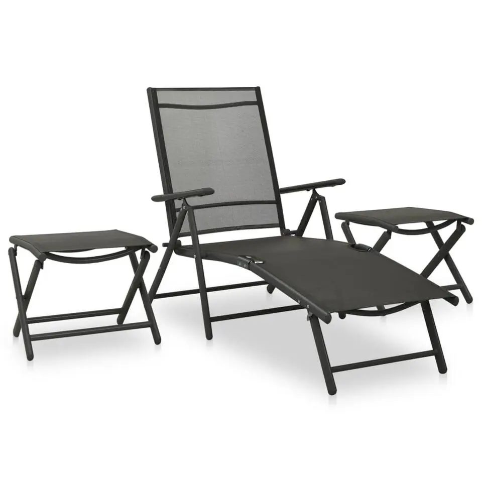 vidaXL - Loungeset - Zwart - Aluminium