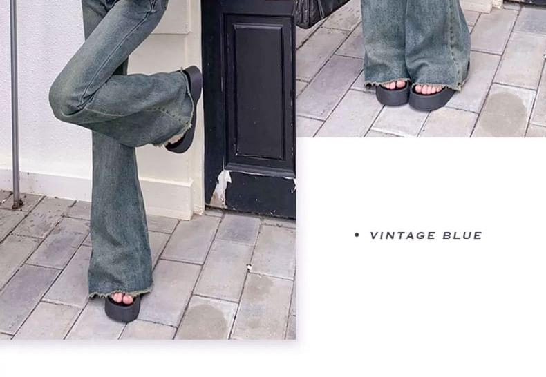 Rosesand - Low Waist Washed Slim-Fit Boot-Cut Jeans