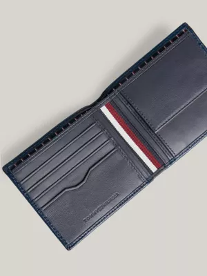 Carteira de couro com logotipo para cartões e moedas