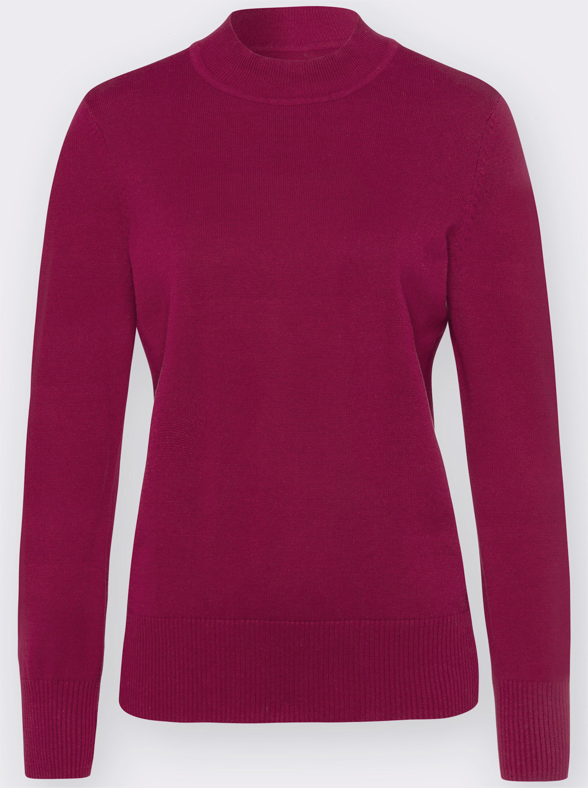 Strickpullover mit geripptem Stehkragen