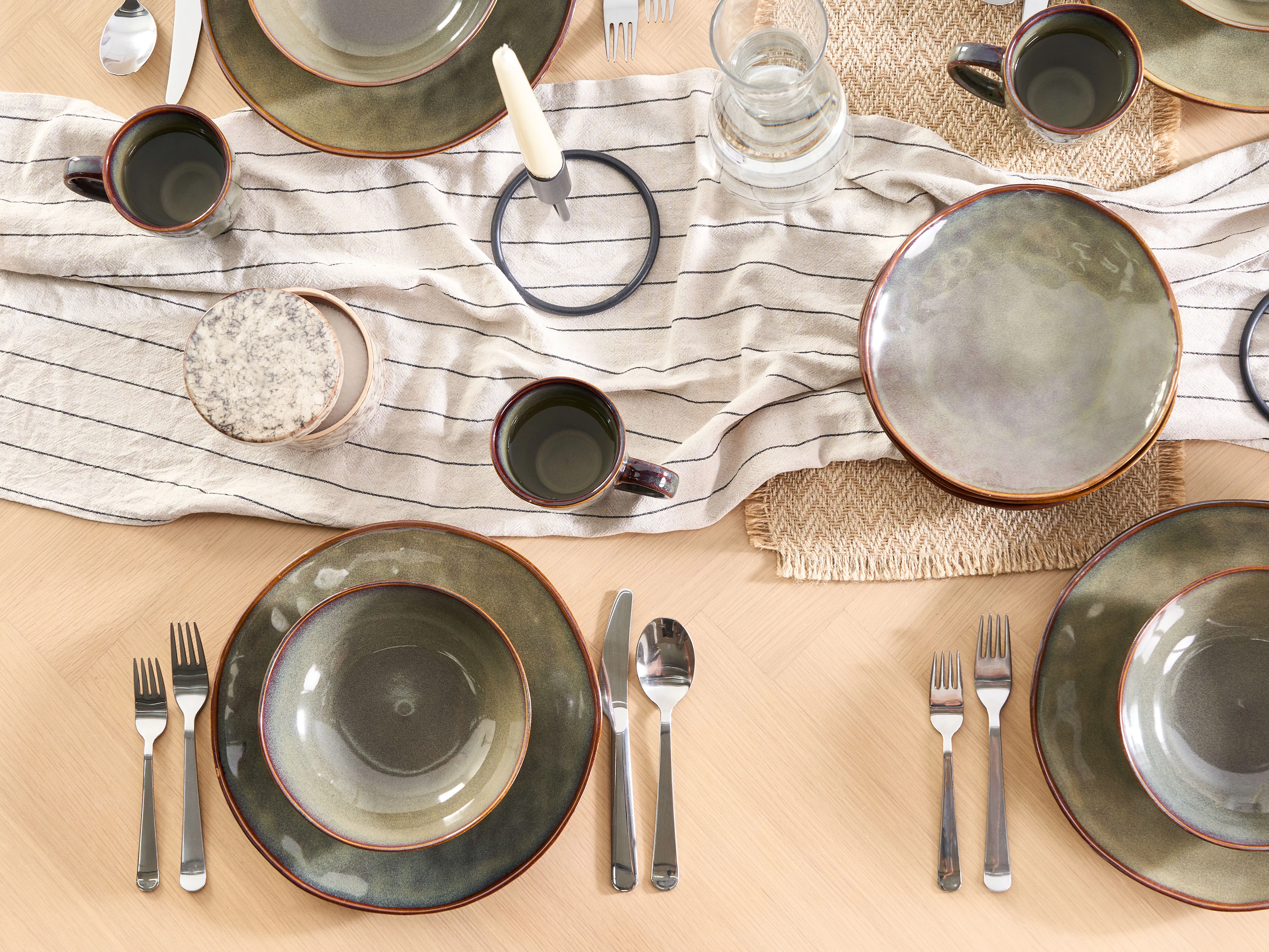 Set van 4 diepe borden THYME Steengoed Donkergroen