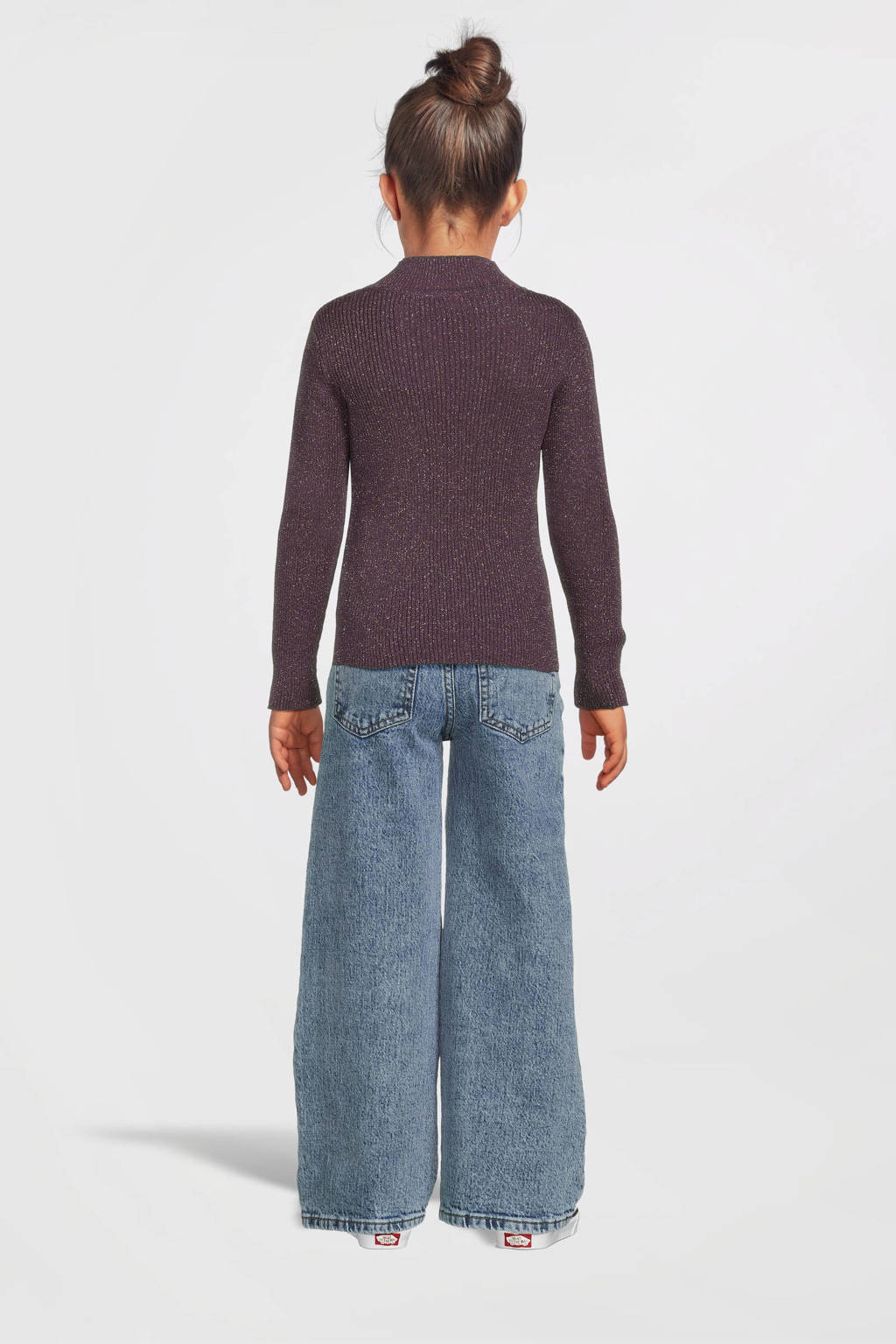 NAME IT top NKFPRIAGLITTER met glitters aubergine